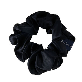 Silk Scrunchie Hair Scrunchie Ponytail Holder Hairband Mulberry Silk Satin Midi Luxurious Black Hair Tie, 3 of 5