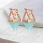 Rose Quartz Pyramid Gold Plated Sterling Silver Earrings, thumbnail 2 of 7