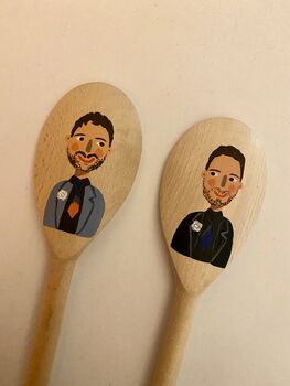 Handpainted Custom Wooden Spoon Couples Set, 9 of 9