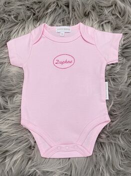 Personalised Embroidered Pink Cotton Babygrow, 3 of 7