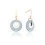 Cream And Blue Stripey Circular Earrings, thumbnail 1 of 6