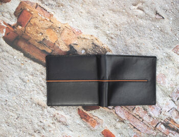 Personalised Mens Black And Tan Leather Wallet Rfid, 5 of 5