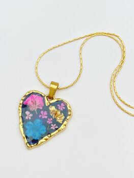 Gothic Heart Necklace With Flowers In Black Lacquer, 2 of 12