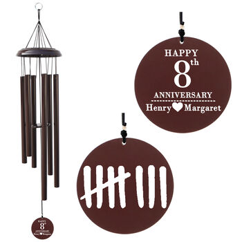 Personalised 8th Bronze Anniversary Wind Chime Gift, 4 of 7