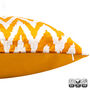 Orange Zig Zag Ikat Silk Velvet Pillow Cover 40x40cm, thumbnail 3 of 6