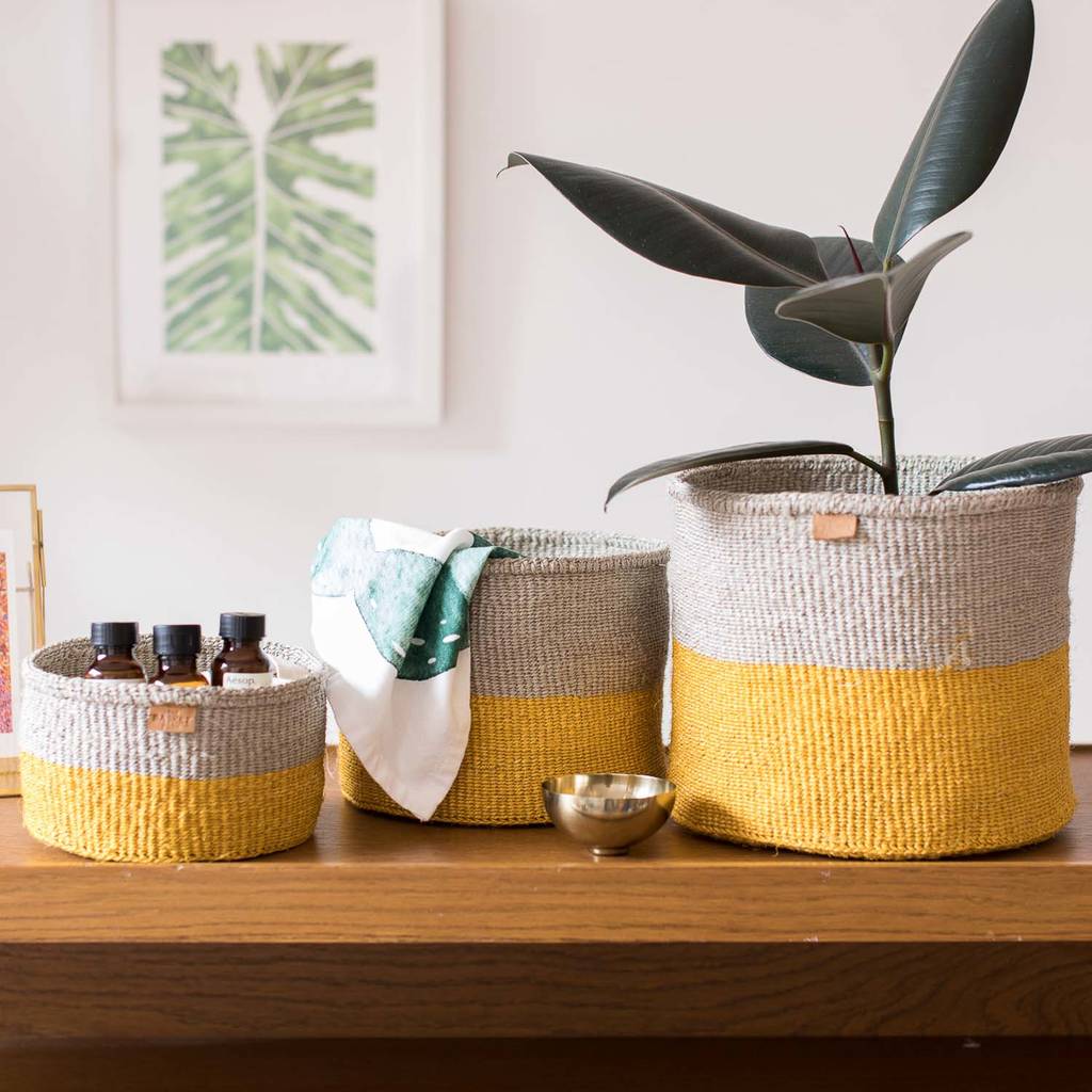 Yellow And Grey Duo Colour Block Basket, 1 of 9