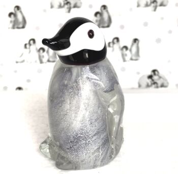 Cute Hand Blown Solid Glass Penguin Chick Figurine, 2 of 7
