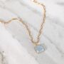 Blue Topaz Square Cushion Necklace, thumbnail 1 of 9