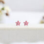 Mini Sterling Silver Pink Flower Stud Earrings, thumbnail 1 of 6