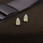 Opal With Cz Stud Earrings In Sterling Silver, thumbnail 3 of 11
