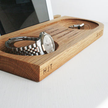 Watch, Tablet, Phone And Cufflinks Oak Stand, 2 of 5