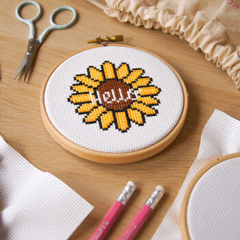 Hello Sunflower Mini Cross Stitch Kit, 2 of 4