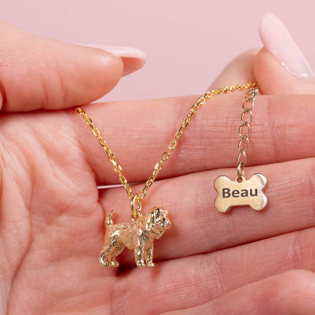 Cockapoo Sterling Silver Gold Plated Necklace, 1 of 8