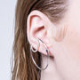 White Topaz Silver Hoop Ear Cuff Earrings, thumbnail 2 of 3