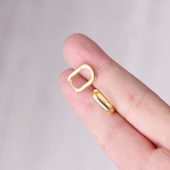 Gold Plated Rectangular Huggie Hoop Earrings, 2 of 7