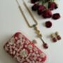 Delhi Dark Red Silk Clutch | Bridal Evening Bag | With Gift Box, thumbnail 7 of 7
