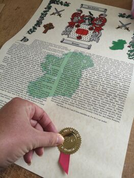 Unframed Surname History Scroll With Coat Of Arms, 11 of 11
