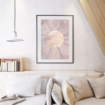 Sun Boho Pink Marble Gold Wall Art Print, 4 of 8