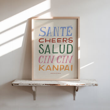 Cheers Wall Art Print, Kitchen Print, Colourful Hand Painted, 10 of 11