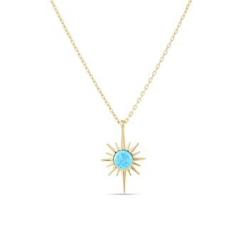 Blue Opal Northernstar Sterling Silver Pendant Necklace, 3 of 5