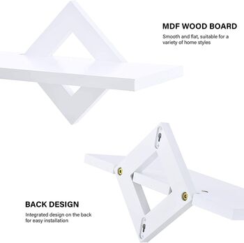 Set Of Three White Floating Wall Mounted Shelves, 6 of 8