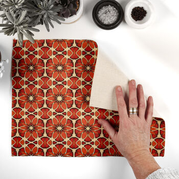 Moroccan Flower Canvas Fabric Place Mat Set, 8 of 12