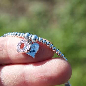 Personalised Sterling Silver Crystal Heart Bracelet, 3 of 8