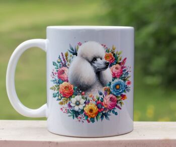 Personalised Poodle Summer Floral Dog Wreath Cushion And Mug Gift Bundle, 2 of 4