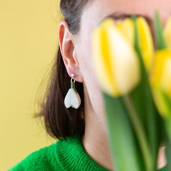 Snowdrop Earrings, Spring Flowers, Mothers Day Gift, 7 of 7