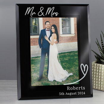 Personalised Heart Black Glass Frame 7x5, 4 of 6