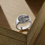 Men’s Chunky Rounded Square 'Touch Wood' Signet Ring, thumbnail 5 of 5