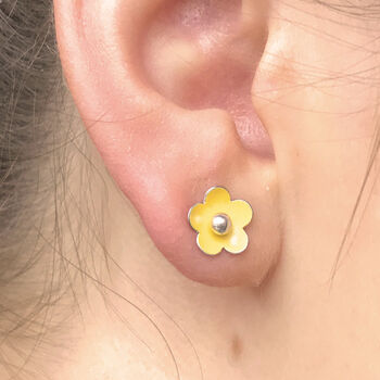 Daisy Flower Yellow Earring Studs In Gift Tin, 3 of 3