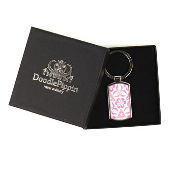 Pink Nettles Millefiori Handprinted Keyring, 5 of 12