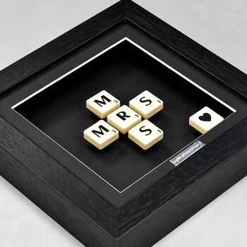 Mrs And Mrs Scrabble Gift Frame Wedding Gift, 2 of 6