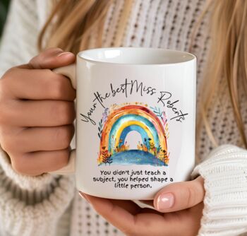 Personalised Teacher Mug – Colourful Boho Rainbow Thank You Gift, 5 of 10
