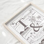 Personalised Couple's Initials Illustrated Travel Print, thumbnail 9 of 10