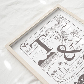Personalised Couple's Initials Illustrated Travel Print, 9 of 10