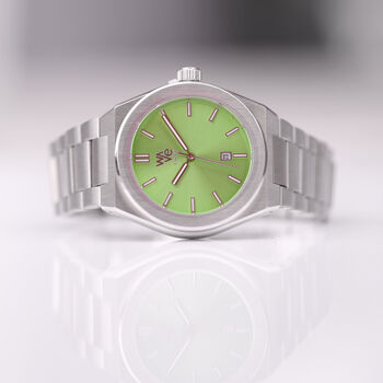 Personalised Mens Wave Watch In Green, 2 of 5