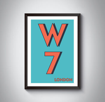 W7 Hanwell, Ealing London Postcode Typography Print, 4 of 11
