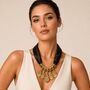 Satin Tie Striking Teardrop Necklace With Textured Gold Pendants, thumbnail 5 of 7