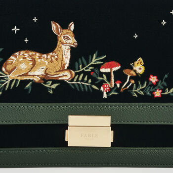 Fawn Embroidered Green Crossbody Bag, 3 of 7