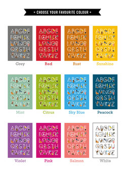 Personalised Children's Animal Alphabet Print, 2 of 9