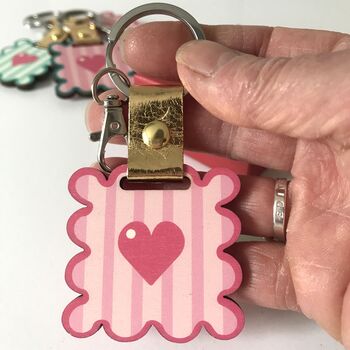 Personalised Pink Wavey Frame Keychain And Bag Charm, 3 of 4