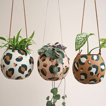 Leopard Print Round Hanging Plant Pots, 4 of 10
