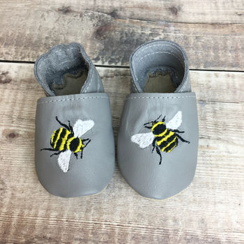 Personalised Embroidered Bee Baby Shoes, 3 of 8