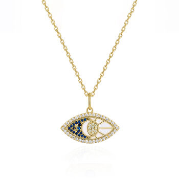 Serenay Evil Eye And Moon Necklace | 18 K Gold Plated, 3 of 9
