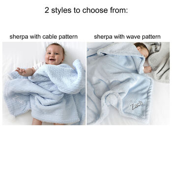 Personalised Blue Sherpa Blanket Elephant Comforter Set, 2 of 12