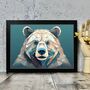 Geometric Grizzly Bear Portrait Illustration Art Print, thumbnail 1 of 2