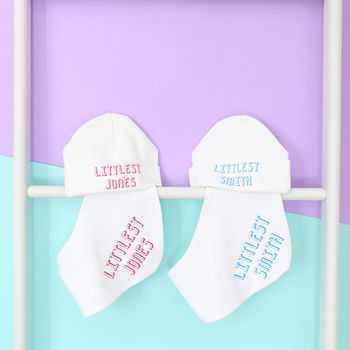 Personalised Littlest Surname Babygrow Or Gift Set, 11 of 12