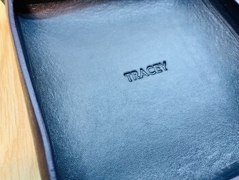 Personalised Dark Blue Leather Desk Accessories Tray, 12 of 12